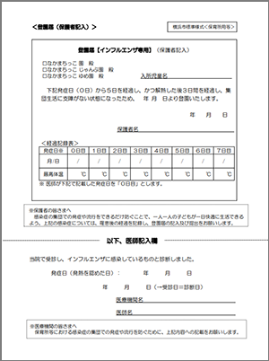 なかまちっこ園登園届